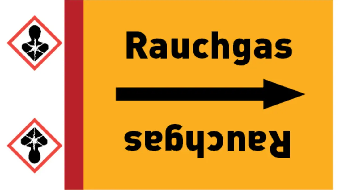 Kennzeichnungsband Rauchgas gelb/schwarz bis Ø 50 mm 33 m/Rolle Kennzeichnungsband Rauchgas gelb/schwarz bis Ø 50 mm 33 m/Rolle