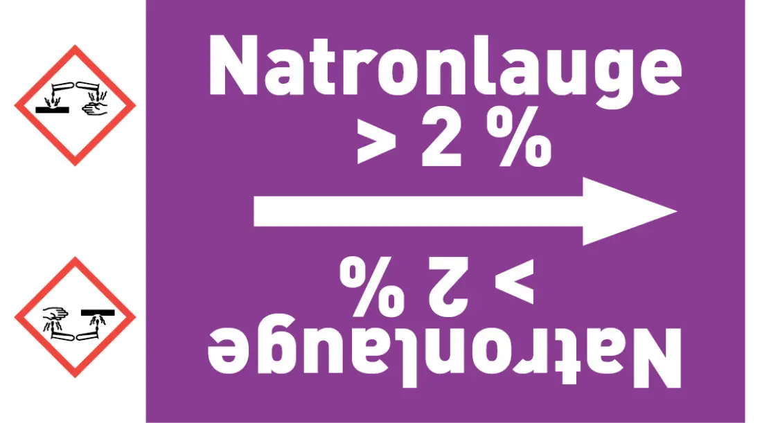 Kennzeichnungsband Natronlauge > 2 % violett/weiß ab Ø 50 mm 33 m/Rolle Kennzeichnungsband Natronlauge > 2 % violett/weiß ab Ø 50 mm 33 m/Rolle