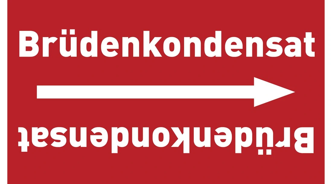 Kennzeichnungsband Brüdenkondensat rot/weiß ab Ø 50 mm 33 m/Rolle