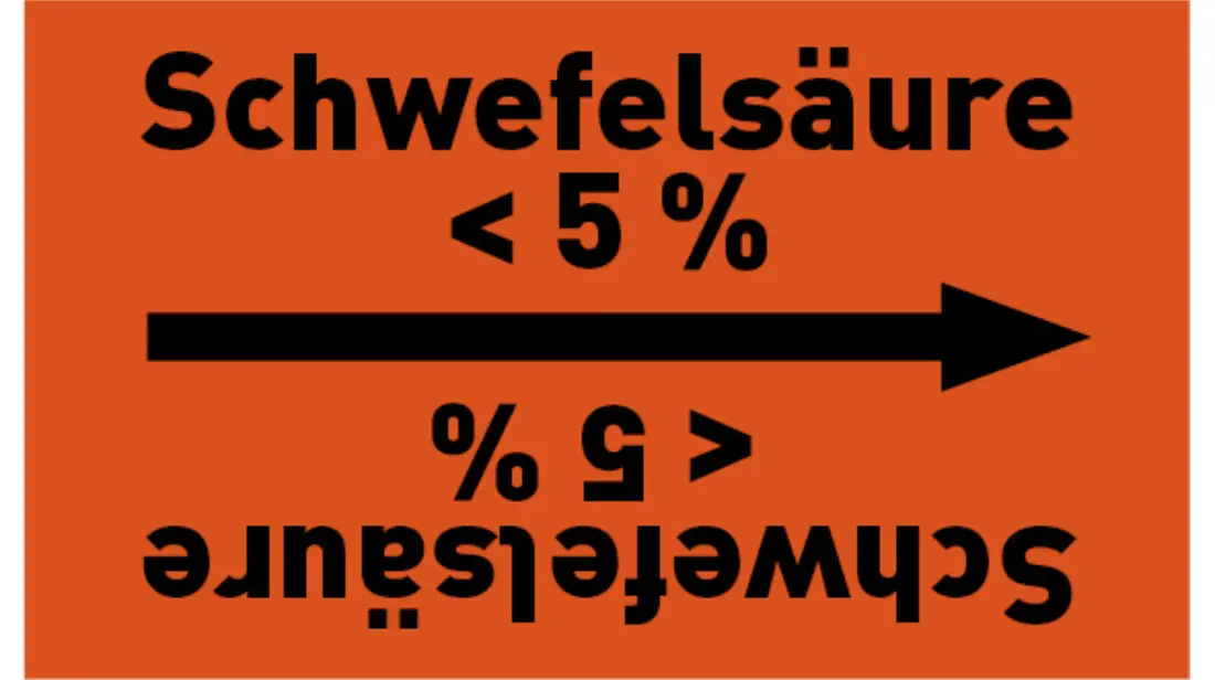 Kennzeichnungsband Schwefelsäure < 5 % orange/schwarz bis Ø 50 mm 33 m/Rolle Kennzeichnungsband Schwefelsäure < 5 % orange/schwarz bis Ø 50 mm 33 m/Rolle