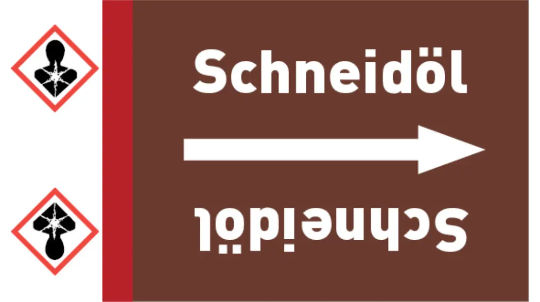 Kennzeichnungsband Schneidöl braun/weiß bis Ø 50 mm 33 m/Rolle Kennzeichnungsband Schneidöl braun/weiß bis Ø 50 mm 33 m/Rolle