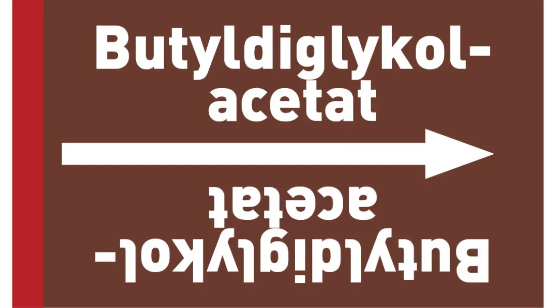 Kennzeichnungsband Butyldiglykolacetat braun/weiß ab Ø 50 mm 33 m/Rolle Kennzeichnungsband Butyldiglykolacetat braun/weiß ab Ø 50 mm 33 m/Rolle