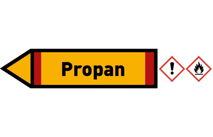 Pfeil links Propan gelb/schwarz 215x40 mm Pfeil links Propan gelb/schwarz 215x40 mm