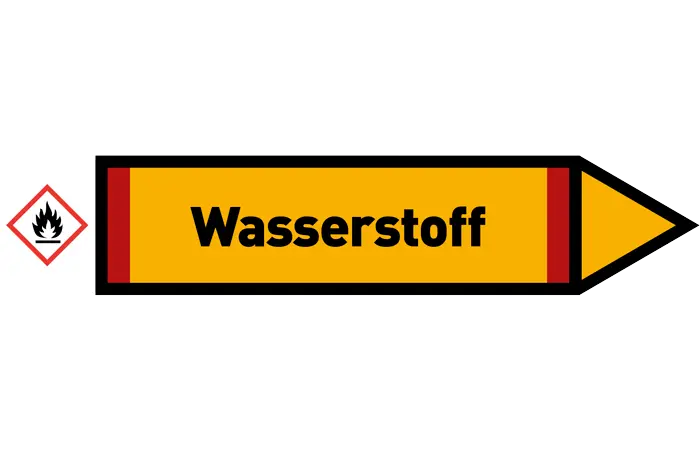 Pfeil rechts Wasserstoff gelb/schwarz 125x25 mm Pfeil rechts Wasserstoff gelb/schwarz 125x25 mm