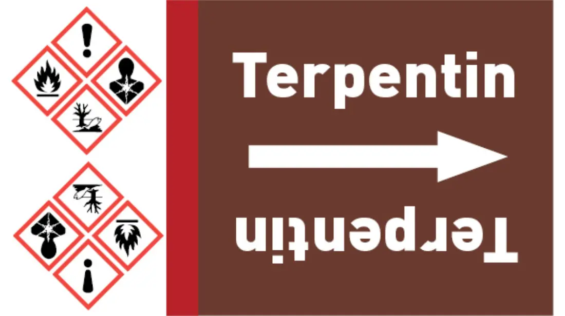 Kennzeichnungsband Terpentin braun/weiß bis Ø 50 mm 33 m/Rolle Kennzeichnungsband Terpentin braun/weiß bis Ø 50 mm 33 m/Rolle