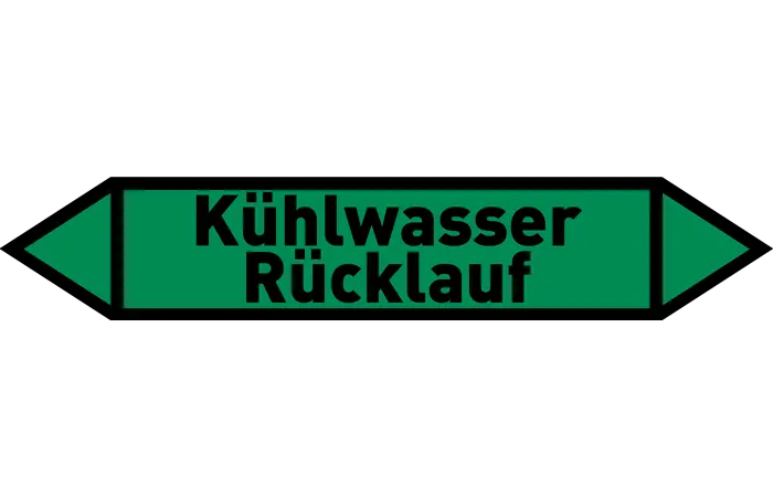 Pfeil Kühlwasser Rücklauf grün/schwarz 215x40 mm Pfeil Kühlwasser Rücklauf grün/schwarz 215x40 mm