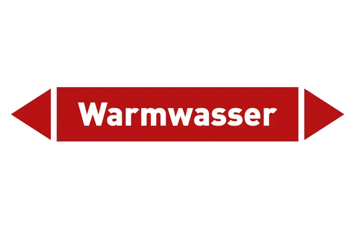 Pfeil Warmwasser rot/weiß 215x40 mm Pfeil Warmwasser rot/weiß 215x40 mm