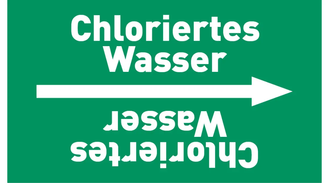 Kennzeichnungsband Chloriertes Wasser grün/weiß ab Ø 50 mm 33 m/Rolle Kennzeichnungsband Chloriertes Wasser grün/weiß ab Ø 50 mm 33 m/Rolle