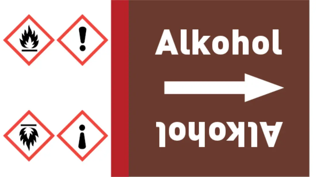 Kennzeichnungsband Alkohol braun/weiß bis Ø 50 mm 33 m/Rolle Kennzeichnungsband Alkohol braun/weiß bis Ø 50 mm 33 m/Rolle