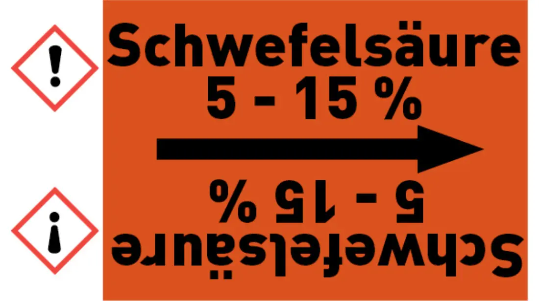 Kennzeichnungsband Schwefelsäure 5 - 15 % orange/schwarz bis Ø 50 mm 33 m/Rolle Kennzeichnungsband Schwefelsäure 5 - 15 % orange/schwarz bis Ø 50 mm 33 m/Rolle