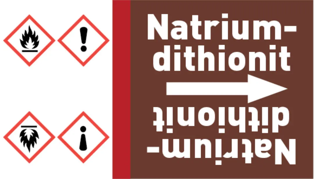 Kennzeichnungsband Natriumdithionit braun/weiß bis Ø 50 mm 33 m/Rolle Kennzeichnungsband Natriumdithionit braun/weiß bis Ø 50 mm 33 m/Rolle