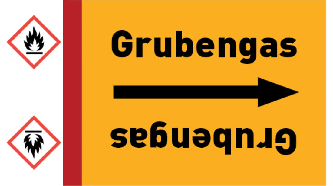 Kennzeichnungsband Grubengas gelb/schwarz bis Ø 50 mm 33 m/Rolle Kennzeichnungsband Grubengas gelb/schwarz bis Ø 50 mm 33 m/Rolle