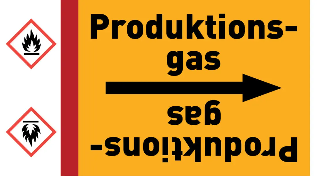 Kennzeichnungsband Produktionsgas gelb/schwarz ab Ø 50 mm 33 m/Rolle Kennzeichnungsband Produktionsgas gelb/schwarz ab Ø 50 mm 33 m/Rolle