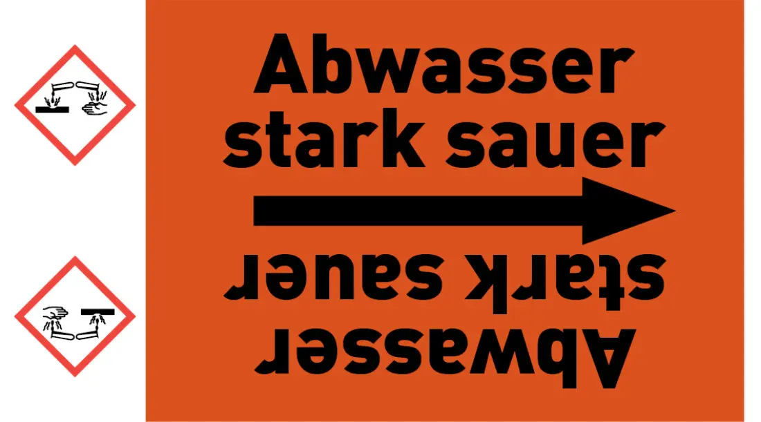 Kennzeichnungsband Abwasser stark sauer orange/schwarz ab Ø 50 mm 33 m/Rolle Kennzeichnungsband Abwasser stark sauer orange/schwarz ab Ø 50 mm 33 m/Rolle