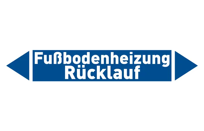 Pfeil Fußbodenheizung Rücklauf blau/weiß 215x40 mm Pfeil Fußbodenheizung Rücklauf blau/weiß 215x40 mm