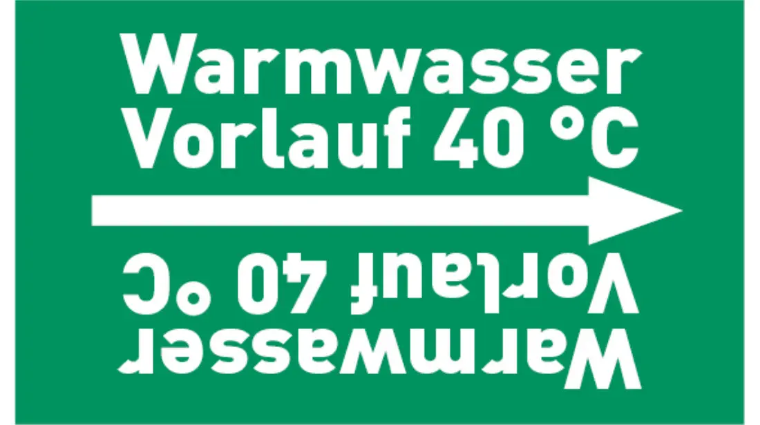 Kennzeichnungsband Warmwasser Vorlauf 40 °C grün/weiß bis Ø 50 mm 33 m/Rolle Kennzeichnungsband Warmwasser Vorlauf 40 °C grün/weiß bis Ø 50 mm 33 m/Rolle
