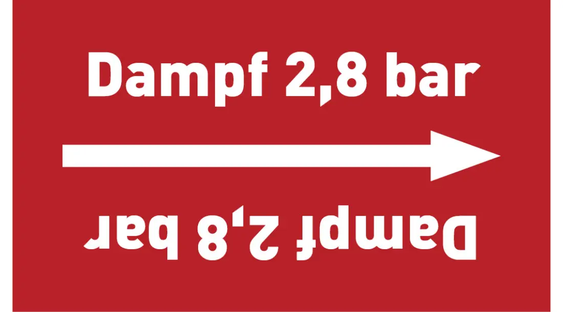 Kennzeichnungsband Dampf 2,8 bar rot/weiß ab Ø 50 mm 33 m/Rolle Kennzeichnungsband Dampf 2,8 bar rot/weiß ab Ø 50 mm 33 m/Rolle