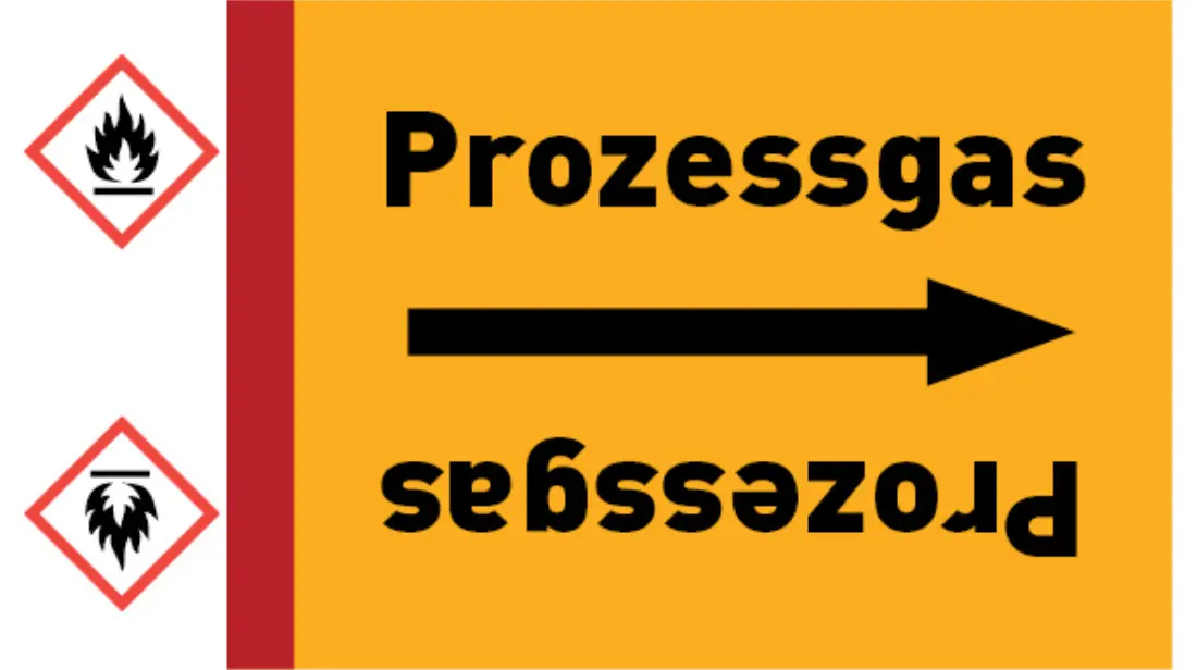 Kennzeichnungsband Prozessgas gelb/schwarz bis Ø 50 mm 33 m/Rolle Kennzeichnungsband Prozessgas gelb/schwarz bis Ø 50 mm 33 m/Rolle