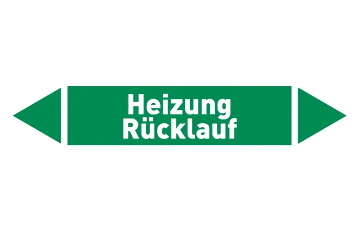 Pfeil Heizung Rücklauf grün/weiß 125x25 mm