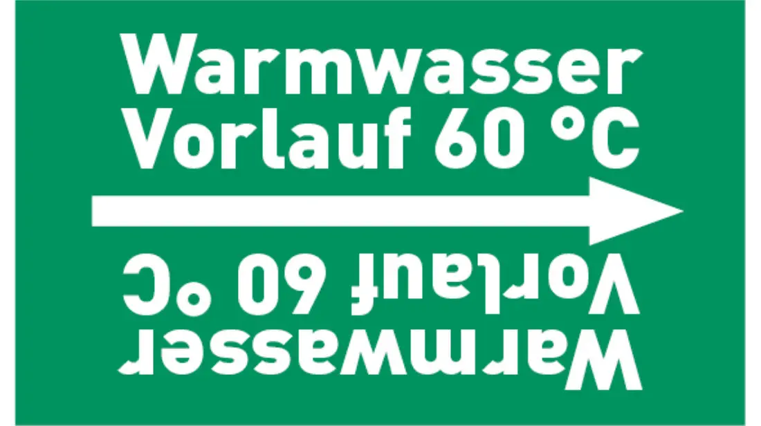 Kennzeichnungsband Warmwasser Vorlauf 60 °C grün/weiß bis Ø 50 mm 33 m/Rolle Kennzeichnungsband Warmwasser Vorlauf 60 °C grün/weiß bis Ø 50 mm 33 m/Rolle