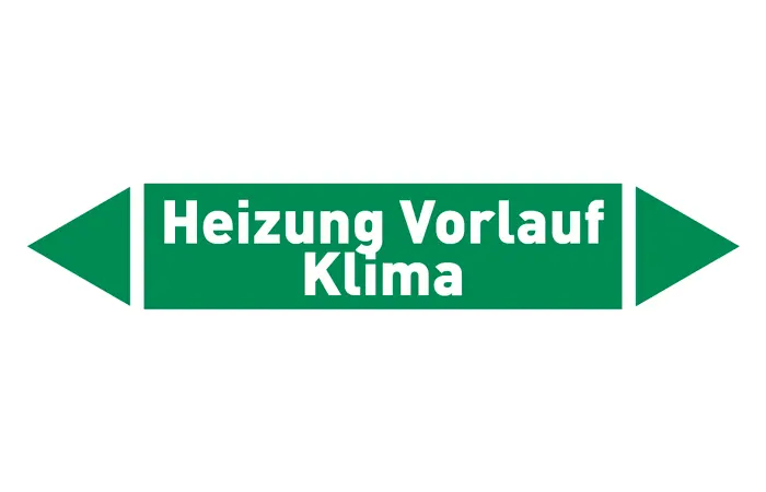 Pfeil Heizung Vorlauf Klima grün/weiß 125x25 mm Pfeil Heizung Vorlauf Klima grün/weiß 125x25 mm