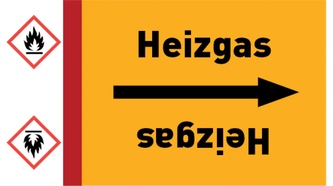 Kennzeichnungsband Heizgas gelb/schwarz bis Ø 50 mm 33 m/Rolle Kennzeichnungsband Heizgas gelb/schwarz bis Ø 50 mm 33 m/Rolle