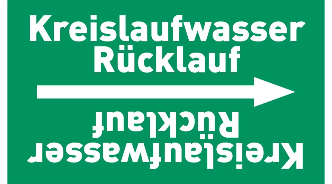 Kennzeichnungsband Kreislaufwasser Rücklauf grün/weiß ab Ø 50 mm 33 m/Rolle