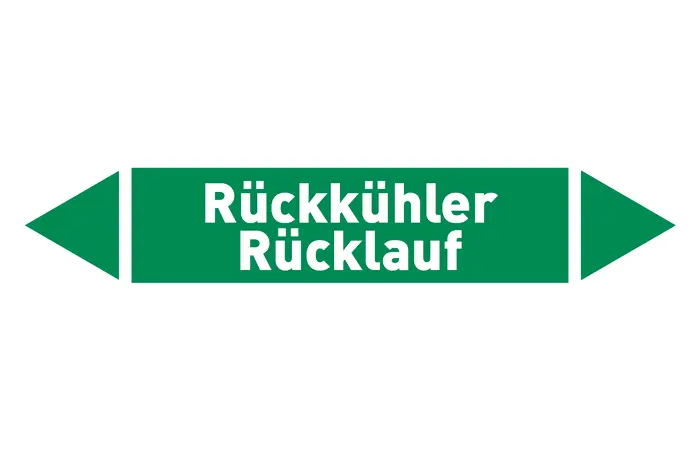 Pfeil Rückkühler Rücklauf grün/weiß 125x25 mm