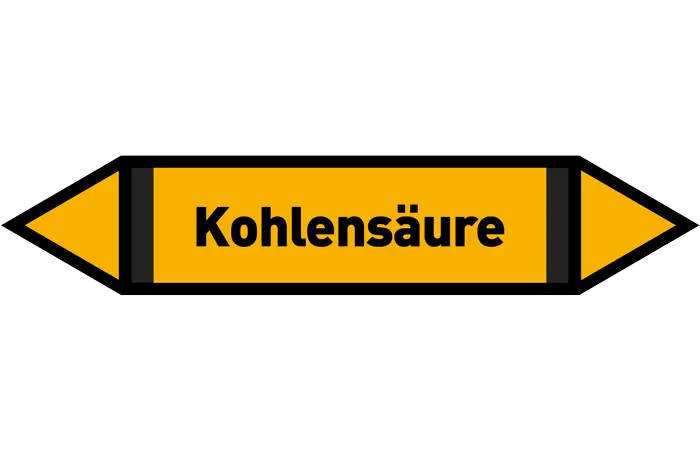 Pfeil Kohlensäure gelb/schwarz 125x25 mm Pfeil Kohlensäure gelb/schwarz 125x25 mm