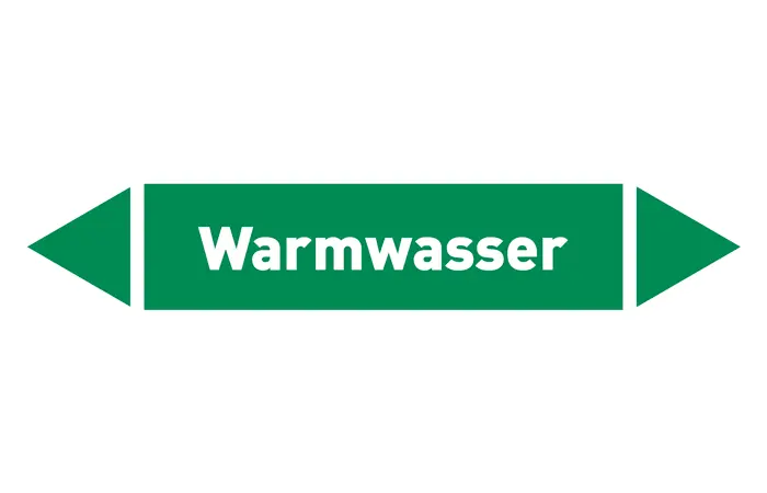 Pfeil Warmwasser grün/weiß 125x25 mm Pfeil Warmwasser grün/weiß 125x25 mm