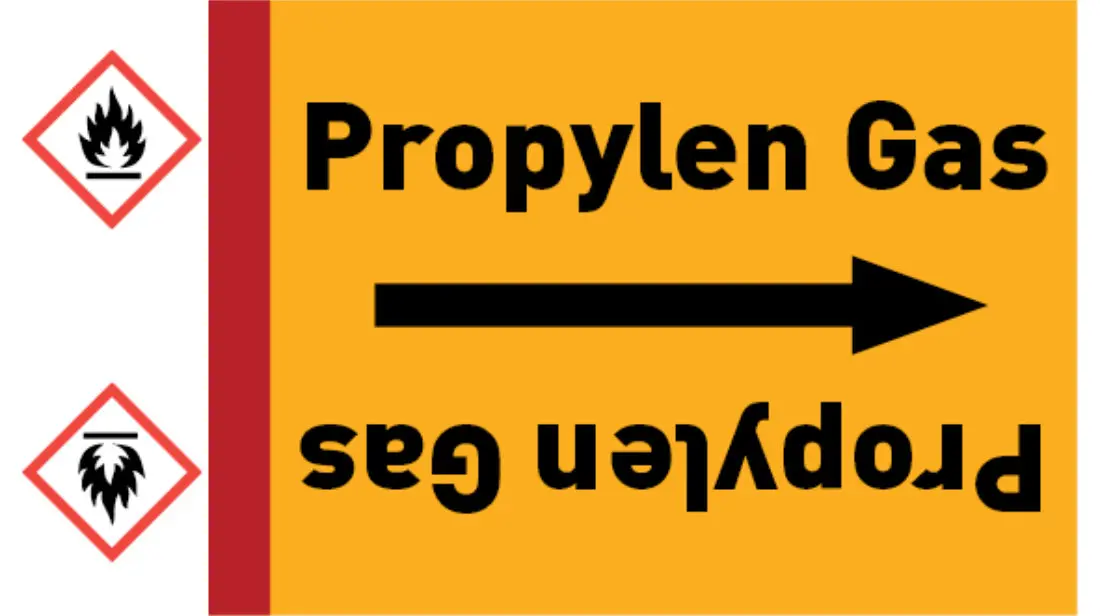 Kennzeichnungsband Propylen Gas gelb/schwarz bis Ø 50 mm 33 m/Rolle Kennzeichnungsband Propylen Gas gelb/schwarz bis Ø 50 mm 33 m/Rolle