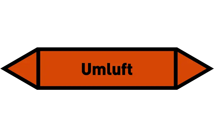 Pfeil Umluft orange/schwarz 125x25 mm Pfeil Umluft orange/schwarz 125x25 mm