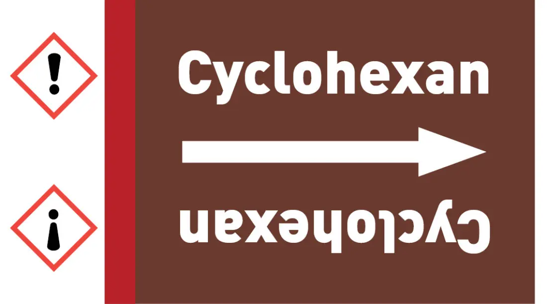 Kennzeichnungsband Cyclohexan braun/weiß ab Ø 50 mm 33 m/Rolle Kennzeichnungsband Cyclohexan braun/weiß ab Ø 50 mm 33 m/Rolle