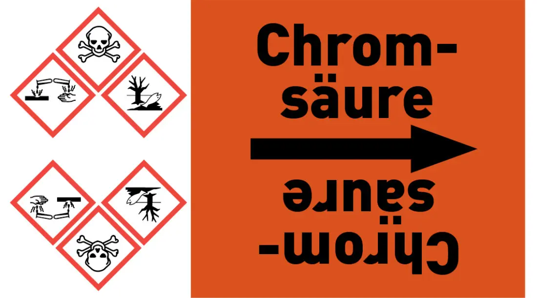 Kennzeichnungsband Chromsäure orange/schwarz ab Ø 50 mm 33 m/Rolle Kennzeichnungsband Chromsäure orange/schwarz ab Ø 50 mm 33 m/Rolle