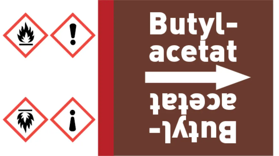 Kennzeichnungsband Butylacetat braun/weiß bis Ø 50 mm 33 m/Rolle Kennzeichnungsband Butylacetat braun/weiß bis Ø 50 mm 33 m/Rolle