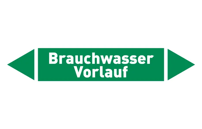 Pfeil Brauchwasser Vorlauf grün/weiß 125x25 mm Pfeil Brauchwasser Vorlauf grün/weiß 125x25 mm