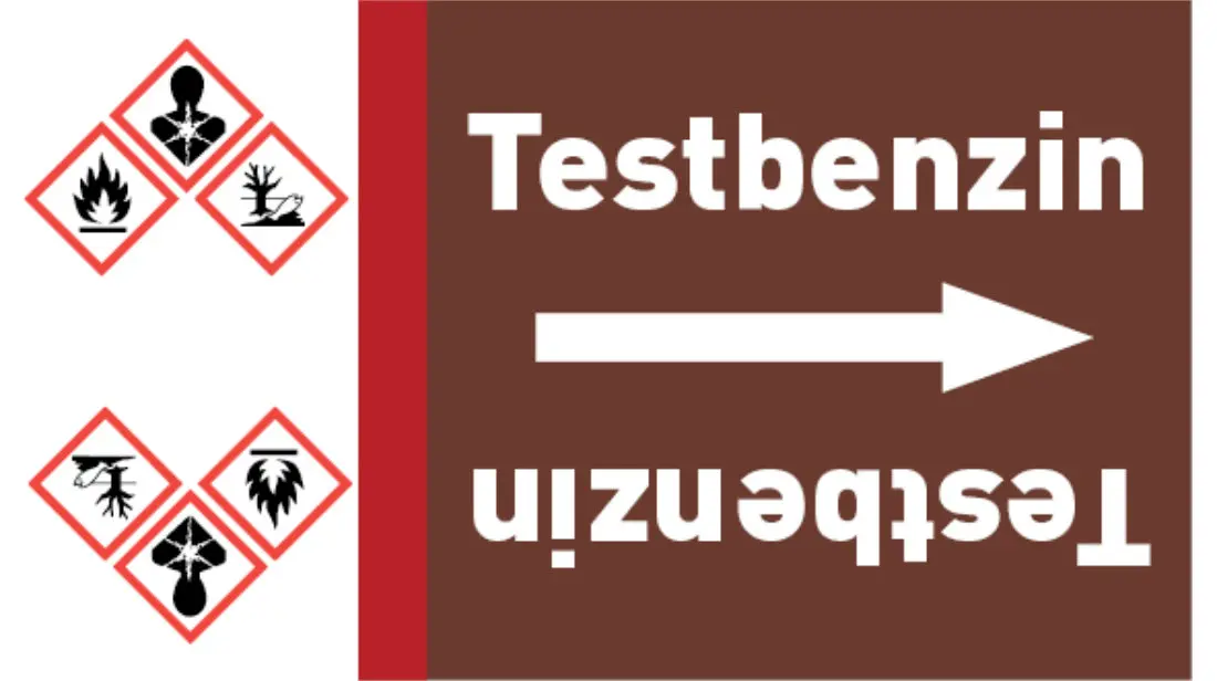 Kennzeichnungsband Testbenzin braun/weiß bis Ø 50 mm 33 m/Rolle Kennzeichnungsband Testbenzin braun/weiß bis Ø 50 mm 33 m/Rolle