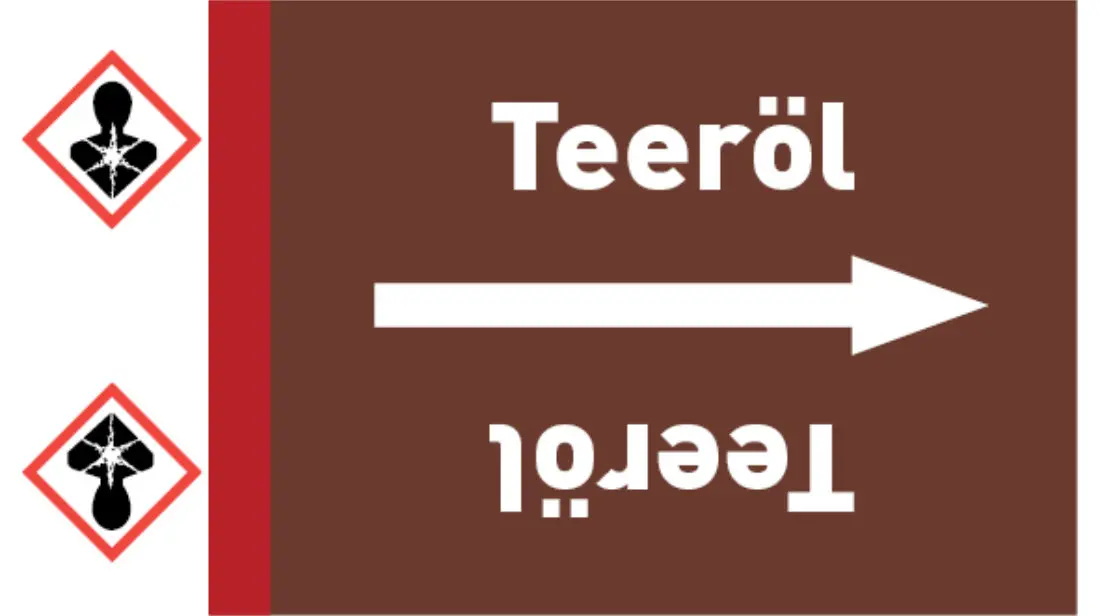 Kennzeichnungsband Teeröl braun/weiß bis Ø 50 mm 33 m/Rolle Kennzeichnungsband Teeröl braun/weiß bis Ø 50 mm 33 m/Rolle