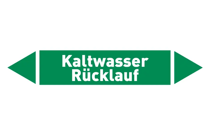 Pfeil Kaltwasser Rücklauf grün/weiß 125x25 mm Pfeil Kaltwasser Rücklauf grün/weiß 125x25 mm