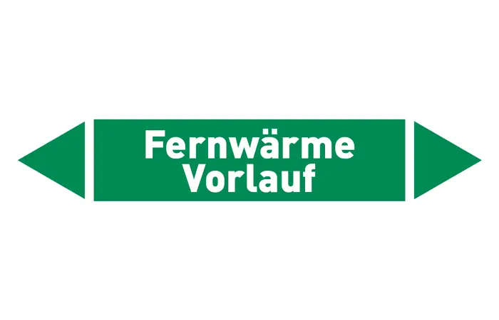 Pfeil Fernwärme Vorlauf grün/weiß 125x25 mm Pfeil Fernwärme Vorlauf grün/weiß 125x25 mm