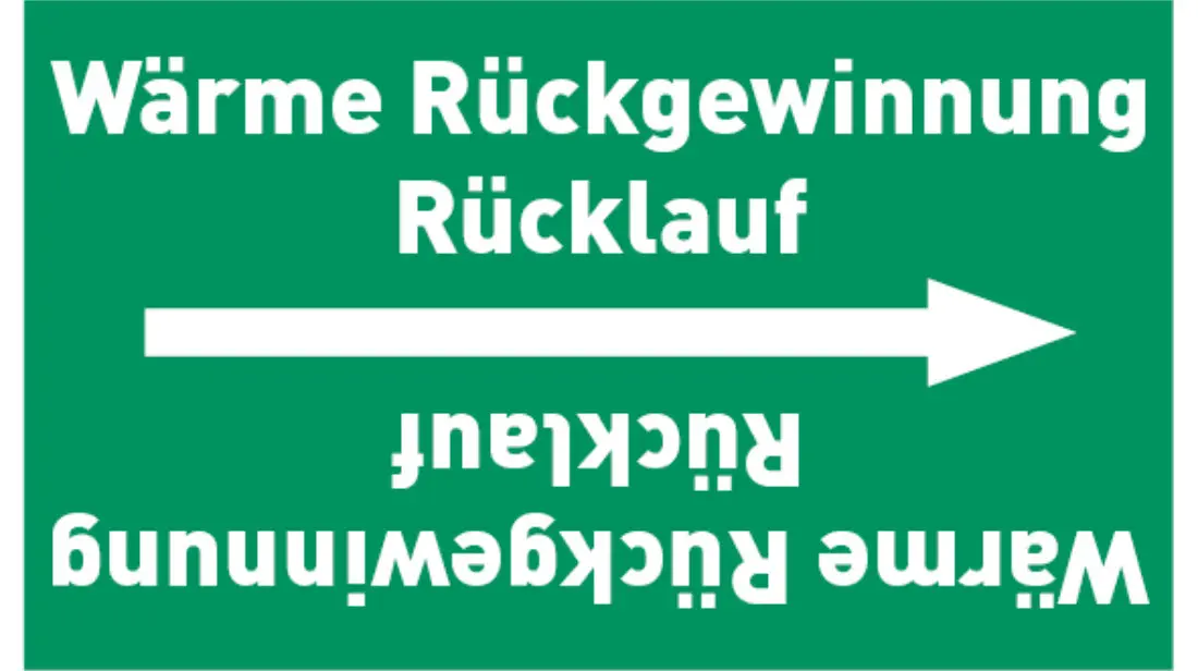 Kennzeichnungsband Wärme Rückgewinnung Rücklauf grün/weiß bis Ø 50 mm 33 m/Rolle Kennzeichnungsband Wärme Rückgewinnung Rücklauf grün/weiß bis Ø 50 mm 33 m/Rolle