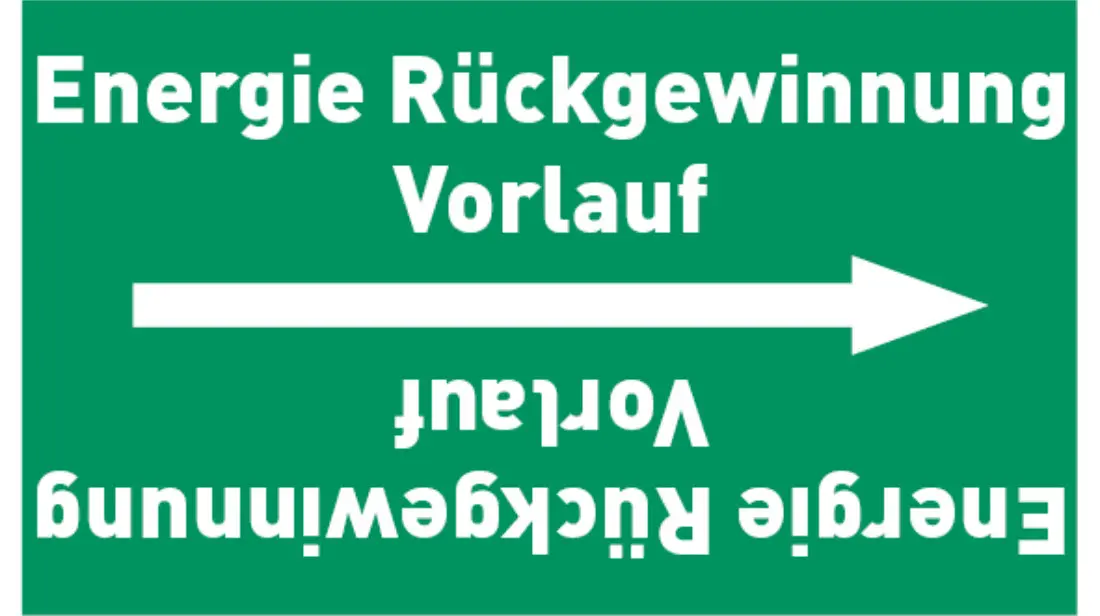 Kennzeichnungsband Energie Rückgewinnung Vorlauf grün/weiß bis Ø 50 mm 33 m/Rolle Kennzeichnungsband Energie Rückgewinnung Vorlauf grün/weiß bis Ø 50 mm 33 m/Rolle