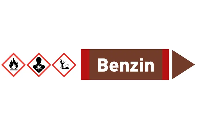 Pfeil rechts Benzin braun/weiß 215x40 mm Pfeil rechts Benzin braun/weiß 215x40 mm