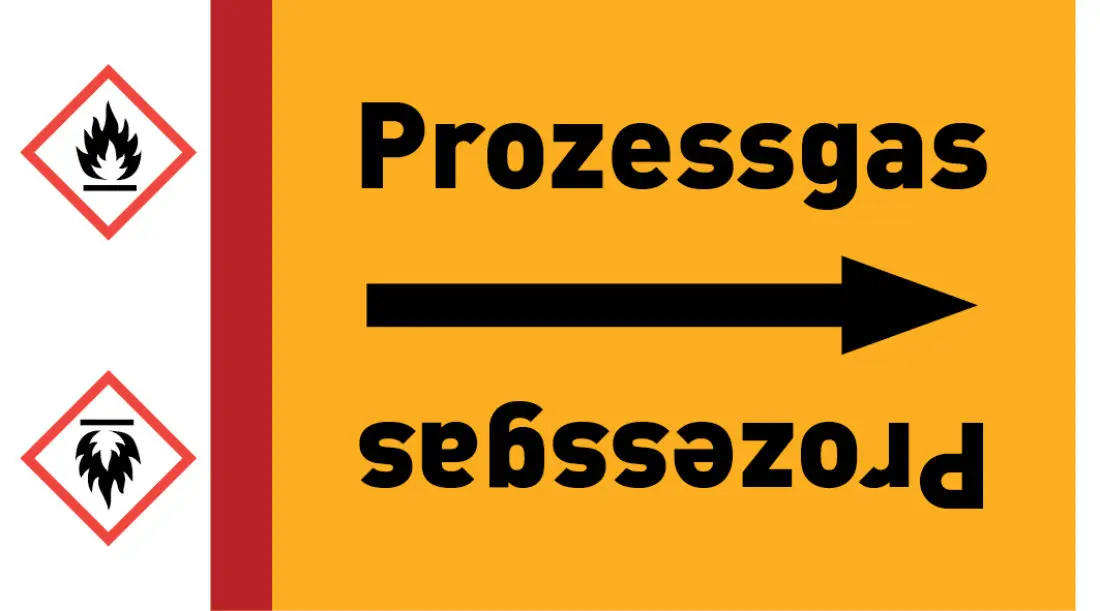Kennzeichnungsband Prozessgas gelb/schwarz ab Ø 50 mm 33 m/Rolle Kennzeichnungsband Prozessgas gelb/schwarz ab Ø 50 mm 33 m/Rolle