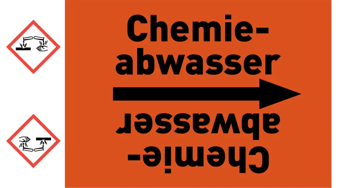 Kennzeichnungsband Chemieabwasser orange/schwarz ab Ø 50 mm 33 m/Rolle Kennzeichnungsband Chemieabwasser orange/schwarz ab Ø 50 mm 33 m/Rolle