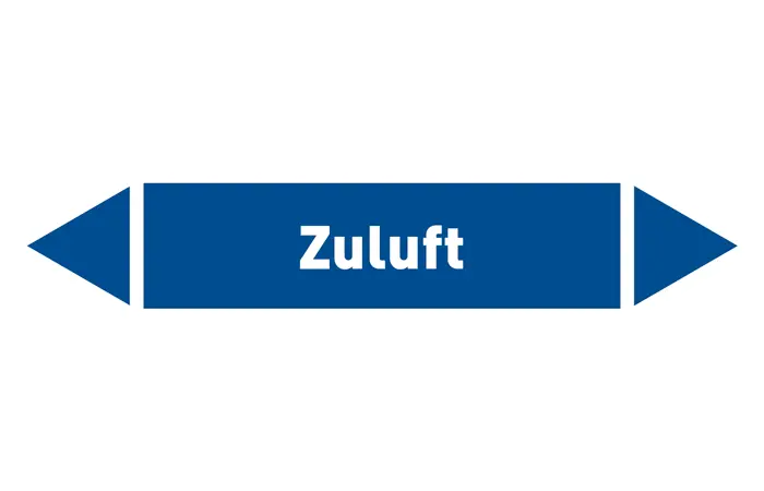Pfeil Zuluft blau/weiß 125x25 mm Pfeil Zuluft blau/weiß 125x25 mm