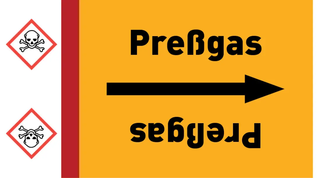 Kennzeichnungsband Preßgas gelb/schwarz ab Ø 50 mm 33 m/Rolle Kennzeichnungsband Preßgas gelb/schwarz ab Ø 50 mm 33 m/Rolle