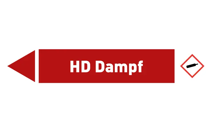 Pfeil links HD Dampf rot/weiß 125x25 mm Pfeil links HD Dampf rot/weiß 125x25 mm