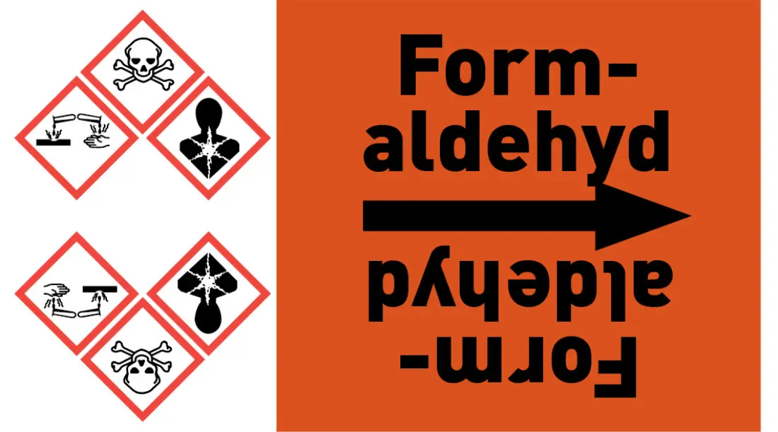 Kennzeichnungsband Formaldehyd orange/schwarz ab Ø 50 mm 33 m/Rolle Kennzeichnungsband Formaldehyd orange/schwarz ab Ø 50 mm 33 m/Rolle