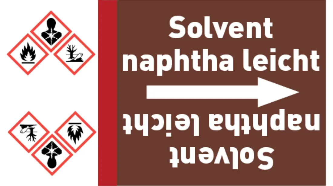 Kennzeichnungsband Solvent naphtha leicht braun/weiß bis Ø 50 mm 33 m/Rolle Kennzeichnungsband Solvent naphtha leicht braun/weiß bis Ø 50 mm 33 m/Rolle